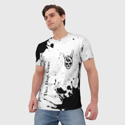 Мужская футболка 3D Three Days Grace и рок символ на светлом фоне - фото 2