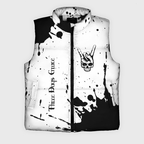 Мужской жилет утепленный 3D Three Days Grace и рок символ на светлом фоне, цвет черный