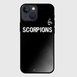 Чехол для iPhone 13 mini Scorpions glitch на темном фоне: символ сверху