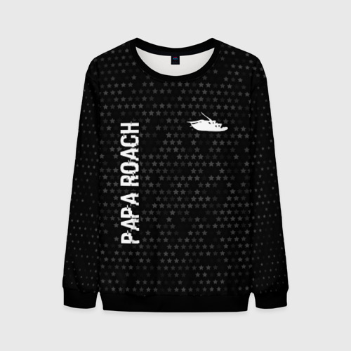 Мужской свитшот 3D Papa Roach glitch на темном фоне: надпись, символ, цвет черный
