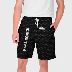 Мужские шорты 3D Papa Roach glitch на темном фоне: надпись, символ