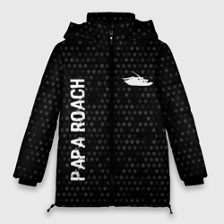 Женская зимняя куртка Oversize Papa Roach glitch на темном фоне: надпись, символ