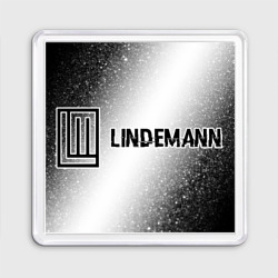 Магнит 55*55 Lindemann glitch на светлом фоне: надпись и символ