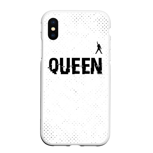 Чехол для iPhone XS Max матовый Queen glitch на светлом фоне: символ сверху