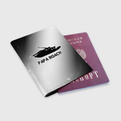 Обложка для паспорта матовая кожа Papa Roach glitch на светлом фоне - фото 2