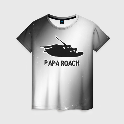Женская футболка 3D с принтом Papa Roach glitch на светлом фоне, вид спереди #2
