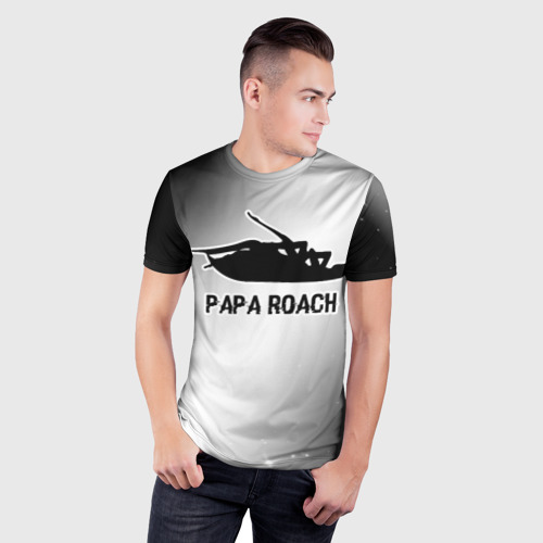 Мужская футболка 3D Slim Papa Roach glitch на светлом фоне, цвет 3D печать - фото 3