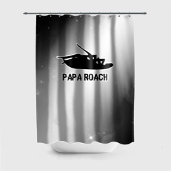 Штора 3D для ванной Papa Roach glitch на светлом фоне