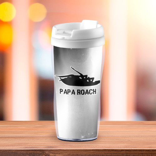 Термокружка-непроливайка Papa Roach glitch на светлом фоне - фото 3
