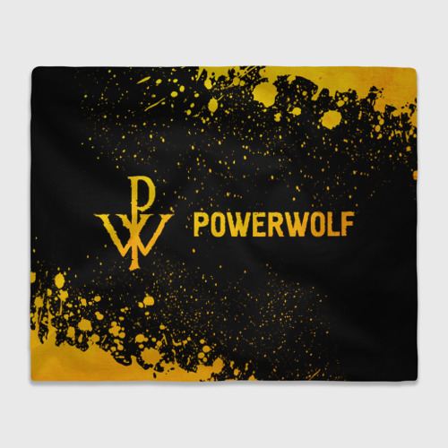Плед с принтом Powerwolf - gold gradient: надпись и символ, вид спереди №1