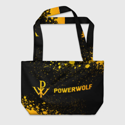 Пляжная сумка 3D Powerwolf - gold gradient: надпись и символ