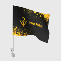 Флаг для автомобиля Powerwolf - gold gradient: надпись и символ