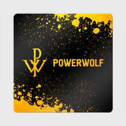 Магнит виниловый Квадрат Powerwolf - gold gradient: надпись и символ
