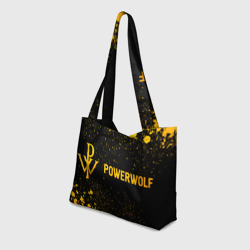 Пляжная сумка 3D Powerwolf - gold gradient: надпись и символ - фото 2
