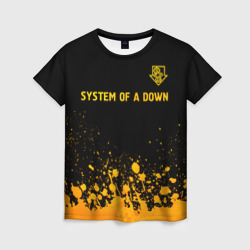Женская футболка 3D System of a Down - gold gradient: символ сверху
