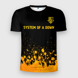 Мужская футболка 3D Slim System of a Down - gold gradient: символ сверху