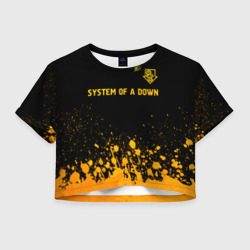 Женская футболка Crop-top 3D System of a Down - gold gradient: символ сверху