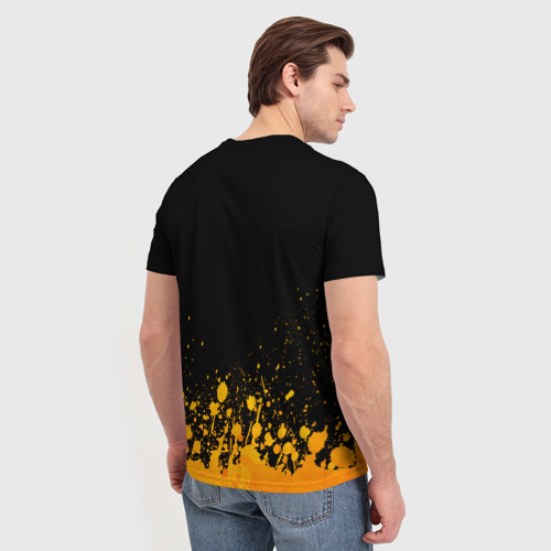 Мужская футболка 3D с принтом System of a Down - gold gradient: символ сверху, вид сзади #2