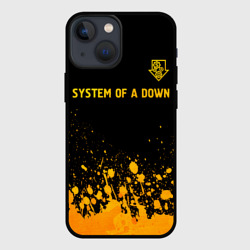 Чехол для iPhone 13 mini System of a Down - gold gradient: символ сверху