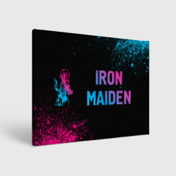 Холст прямоугольный Iron Maiden - neon gradient: надпись и символ