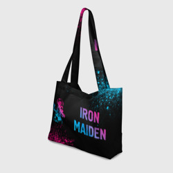 Пляжная сумка 3D Iron Maiden - neon gradient: надпись и символ - фото 2