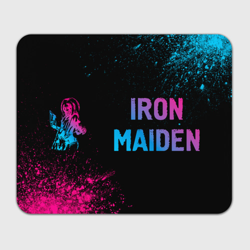 Прямоугольный коврик для мышки Iron Maiden - neon gradient: надпись и символ