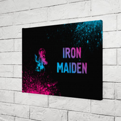 Холст прямоугольный Iron Maiden - neon gradient: надпись и символ - фото 2