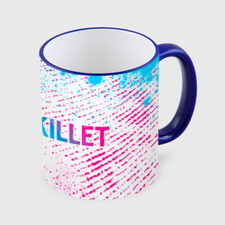 Кружка с полной запечаткой Skillet neon gradient style: надпись и символ