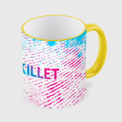 Кружка с полной запечаткой Skillet neon gradient style: надпись и символ