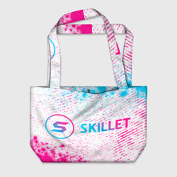 Пляжная сумка 3D Skillet neon gradient style: надпись и символ