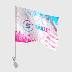 Флаг для автомобиля Skillet neon gradient style: надпись и символ