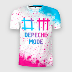 Мужская футболка 3D Slim Depeche Mode neon gradient style