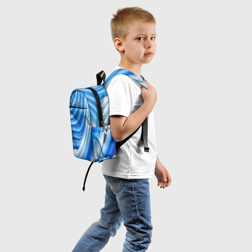 Детский рюкзак 3D с принтом Волнистая полосатая текстура от нейросети, вид сзади #1