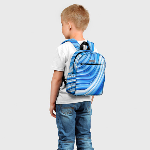 Детский рюкзак 3D с принтом Волнистая полосатая текстура от нейросети, фото на моделе #1