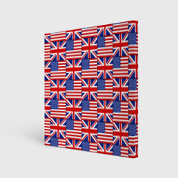 Холст квадратный Флаги США и Англии