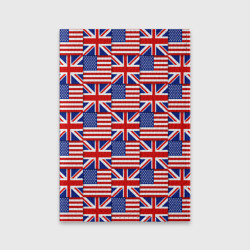 Обложка для паспорта матовая кожа Флаги США и Англии