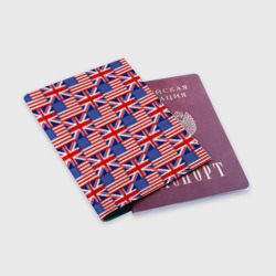 Обложка для паспорта матовая кожа Флаги США и Англии - фото 2