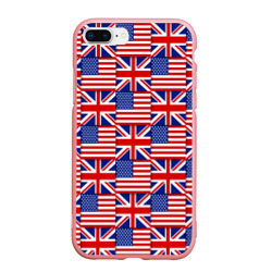 Чехол для iPhone 7Plus/8 Plus матовый Флаги США и Англии
