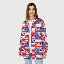 Женская рубашка oversize 3D Флаги США и Англии - фото 2