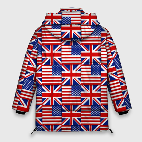 Женская зимняя куртка Oversize Флаги США и Англии, цвет черный - фото 2