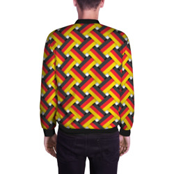Бомбер с принтом Германия — плетёнка для мужчины, вид на модели сзади №2. Цвет основы: черный