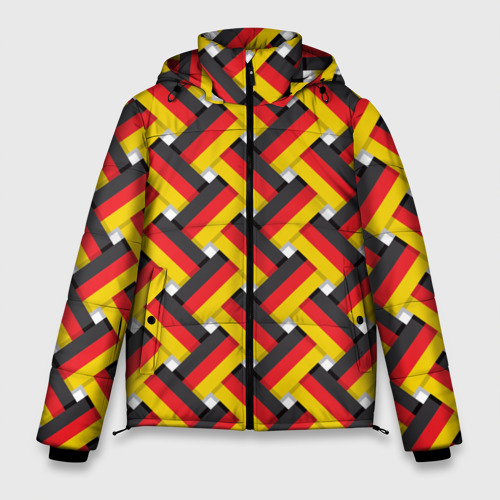 Мужская зимняя куртка 3D с принтом Германия - плетёнка, вид спереди #2