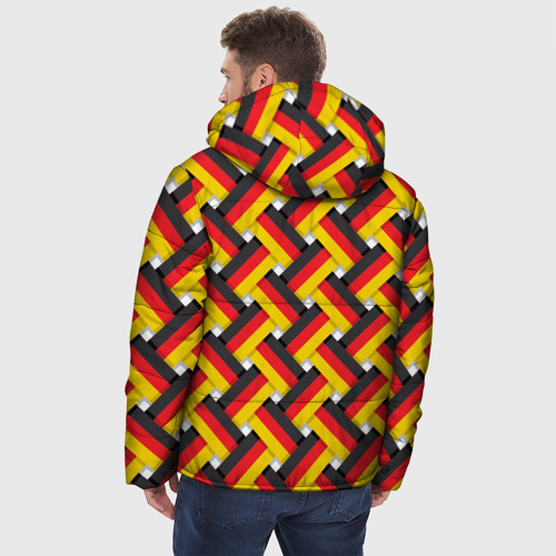 Мужская зимняя куртка 3D с принтом Германия - плетёнка, вид сзади #2