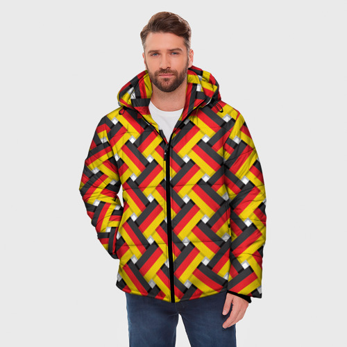 Мужская зимняя куртка 3D с принтом Германия - плетёнка, фото на моделе #1