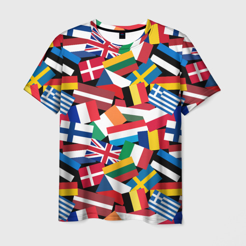 Мужская футболка 3D Флаги стран Европейского Союза, цвет 3D печать