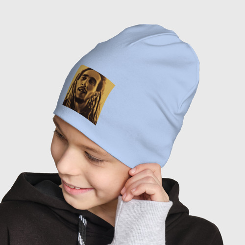 Детская шапка демисезонная Сепия Арт Боб Марли, цвет мягкое небо - фото 4