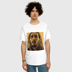 Мужская футболка хлопок Oversize Сепия Арт Боб Марли - фото 2