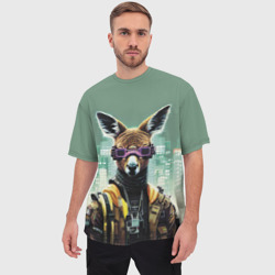 Мужская футболка oversize 3D Cool kangaroo - Cyberpunk - фото 2