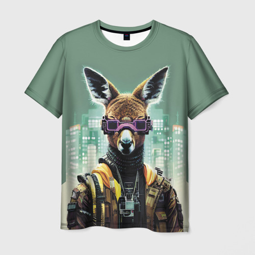 Мужская футболка 3D Cool kangaroo - Cyberpunk, цвет 3D печать