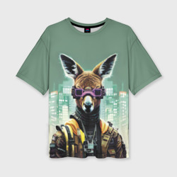 Женская футболка oversize 3D Cool kangaroo - Cyberpunk